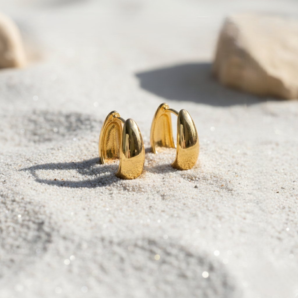 Sculpted Hollow Earrings - Gold